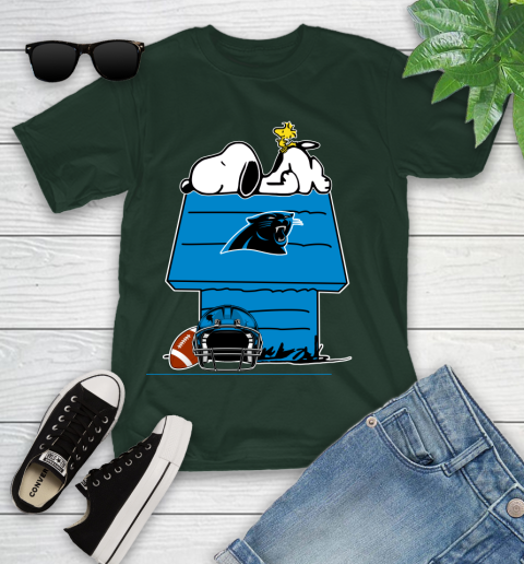 Carolina Panthers NFL Football Snoopy Woodstock The Peanuts Movie Youth T-Shirt 5