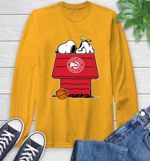 Atlanta Hawks NBA Basketball Snoopy Woodstock The Peanuts Movie Long Sleeve T-Shirt 3