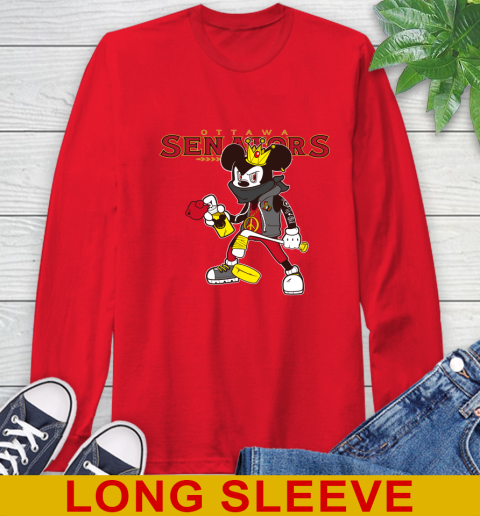 Ottawa Senators NHL Hockey Mickey Peace Sign Sports Long Sleeve T-Shirt 10