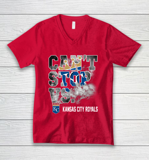 MLB Kansas City Royals Baseball Can't Stop Vs Kansas City Royals V-Neck T-Shirt 6