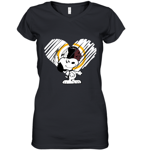 I Love Snoopy Washington Redskins In My Heart NFL Women's V-Neck T-Shirt