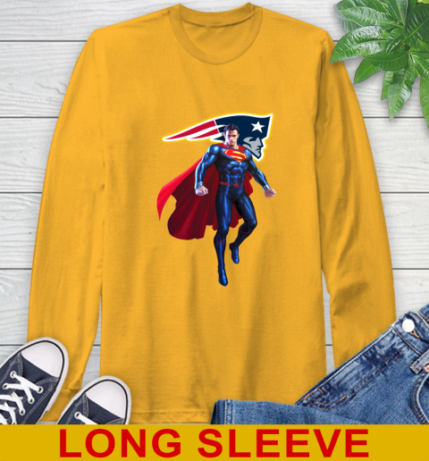 NFL Superman DC Sports Football New England Patriots Long Sleeve T-Shirt 3