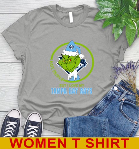 Tampa Bay Rays MLB Christmas Grinch I Hate People But I Love My Favorite Baseball Team Women's T-Shirt 11