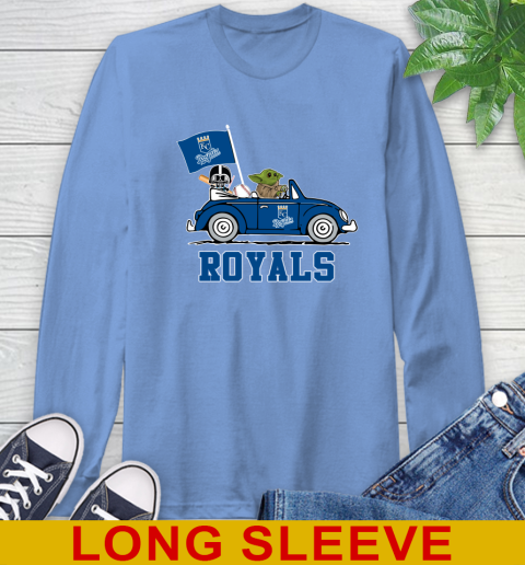 MLB Baseball Kansas City Royals Darth Vader Baby Yoda Driving Star Wars Shirt Long Sleeve T-Shirt 11