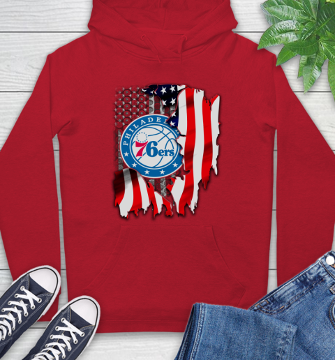 Philadelphia 76ers NBA Basketball American Flag Hoodie 10