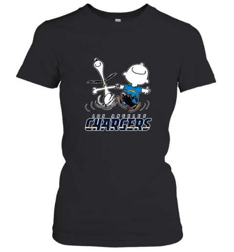 Snoopy And Charlie Brown Happy Los Angeles Chargers Fans Women's T-Shirt