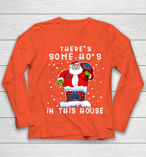 St.Louis Blues Christmas There Is Some Hos In This House Santa Stuck In The Chimney NHL Youth Long Sleeve 3