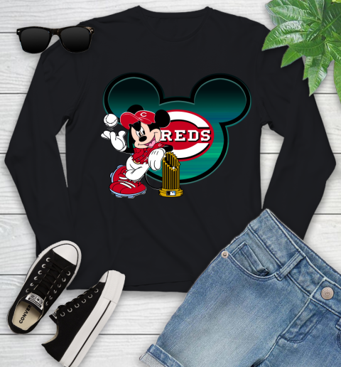 MLB Cincinnati Reds The Commissioner's Trophy Mickey Mouse Disney Youth Long Sleeve 2