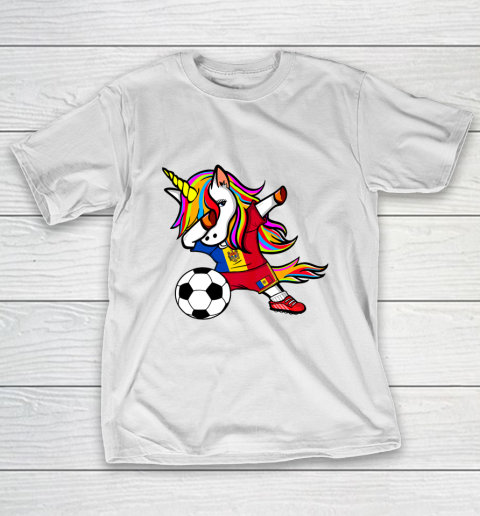 Dabbing Unicorn Moldova Football Moldovan Flag Soccer T-Shirt