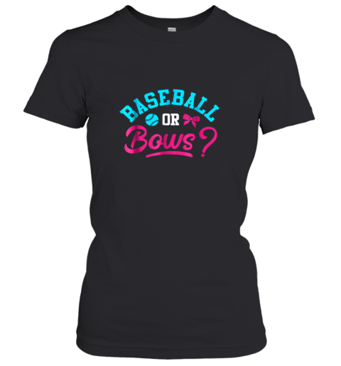 Baseball Or Bows  Baby Gender Reveal Party Women's T-Shirt