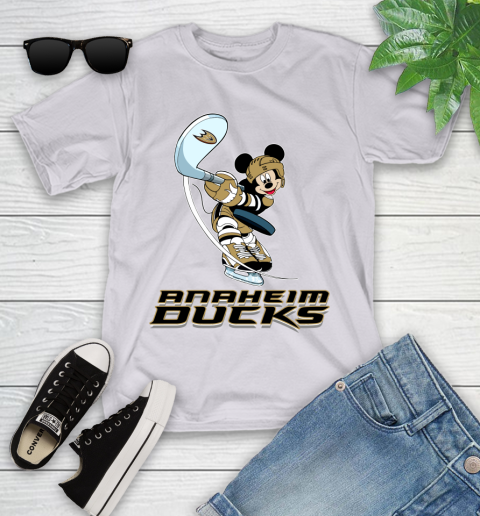 NHL Hockey Anaheim Ducks Cheerful Mickey Mouse Shirt Youth T-Shirt 4