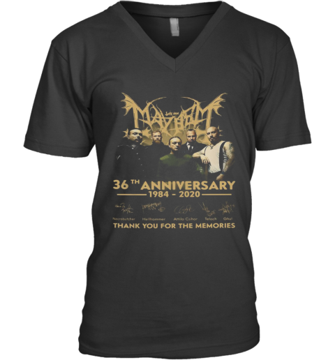 May Bat 36Th Anniversary 1984 2020 Thank You For The Memories Signatures V-Neck T-Shirt