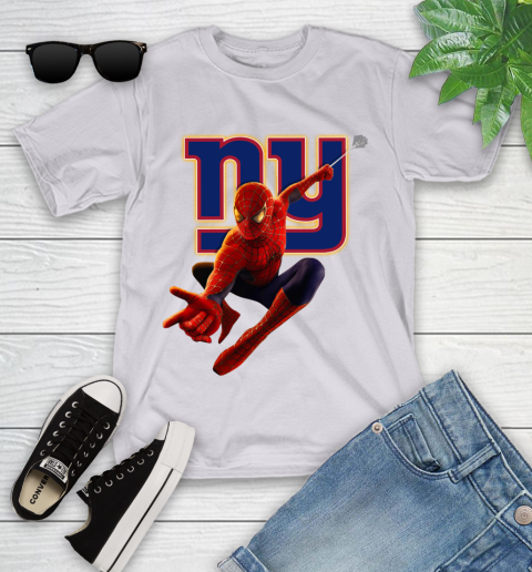 NFL Spider Man Avengers Endgame Football New York Giants Youth T-Shirt 4