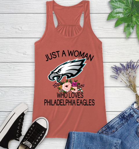 NFL Just A Woman Who Loves Philadelphia Eagles Football Sports Racerback Tank 2