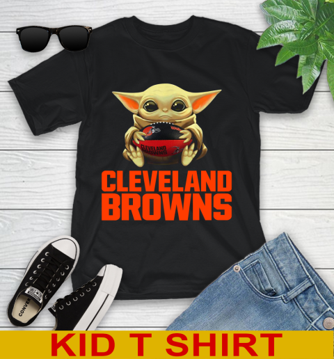 NFL Football Cleveland Browns Baby Yoda Star Wars Shirt Youth T-Shirt 2