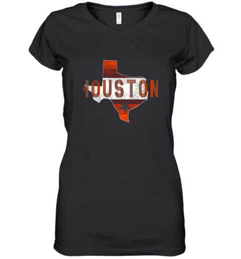New Houston Retro Baseball Shirt  Vintage Houston Baseball Women's V-Neck T-Shirt
