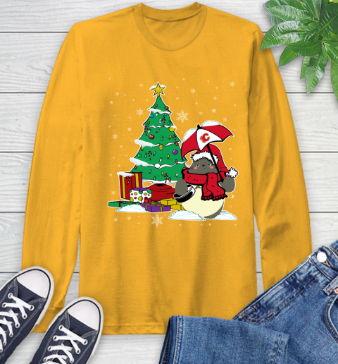 Calgary Flames NHL Hockey Cute Tonari No Totoro Christmas Sports Long Sleeve T-Shirt 3 Calgary Flames NHL Hockey Cute Tonari No Totoro Christmas Sports Long Sleeve T-Shirt - Image 3