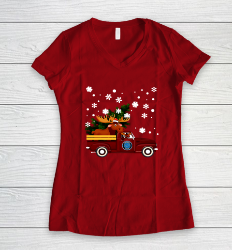 Detroit Lions Bring Christmas Home NFL Women's V-Neck T-Shirt 8