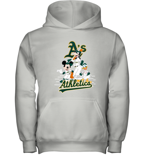 Oakland Athletics Mickey Donald And Goofy Baseball Youth Hoodie