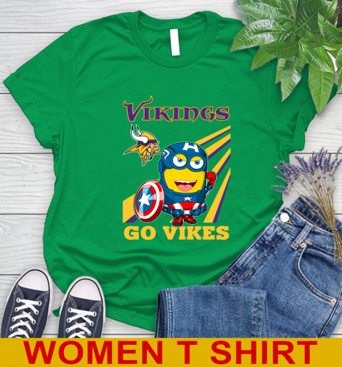 NFL Football Minnesota Vikings Captain America Marvel Avengers Minion Shirt Women's T-Shirt 7
