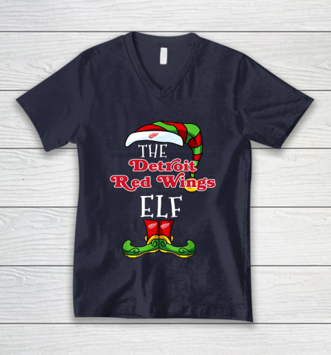 Detroit Red Wings Christmas ELF Funny NHL V-Neck T-Shirt 2