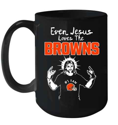 Cleveland Browns NFL Football Even Jesus Loves The Browns Shirt Ceramic Mug 15oz