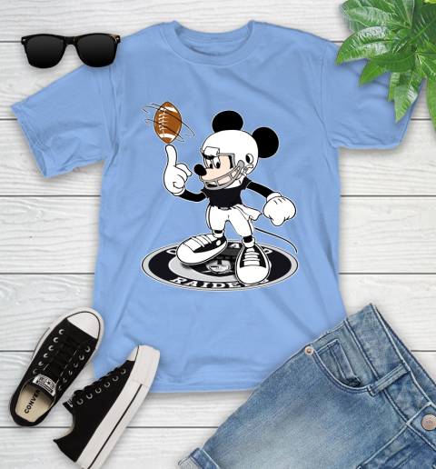 NFL Football Oakland Raiders Cheerful Mickey Disney Shirt Youth T