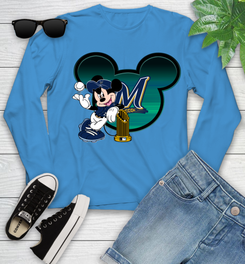 MLB Milwaukee Brewers The Commissioner's Trophy Mickey Mouse Disney Youth Long Sleeve 7