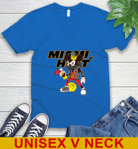 Miami Heat NBA Basketball Mickey Peace Sign Sports V-Neck T-Shirt 6