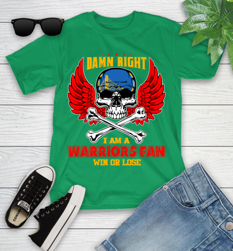 NBA Damn Right I Am A Golden State Warriors Win Or Lose Skull Basketball Sports Youth T-Shirt 8