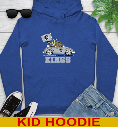NHL Hockey Los Angeles Kings Darth Vader Baby Yoda Driving Star Wars Shirt Youth Hoodie 10