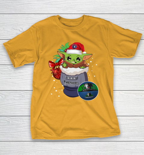 Minnesota Timberwolves Christmas Baby Yoda Star Wars Funny Happy NBA T-Shirt 4