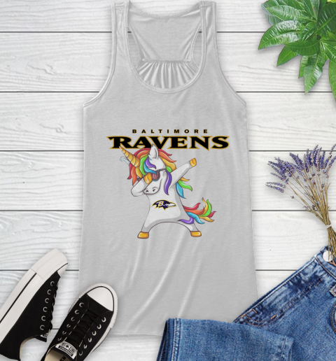Baltimore Ravens NFL Football Funny Unicorn Dabbing Sports Racerback Tank