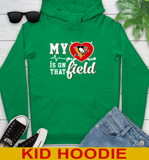 NHL My Heart Is On That Field Hockey Sports Pittsburgh Penguins Youth Hoodie 8
