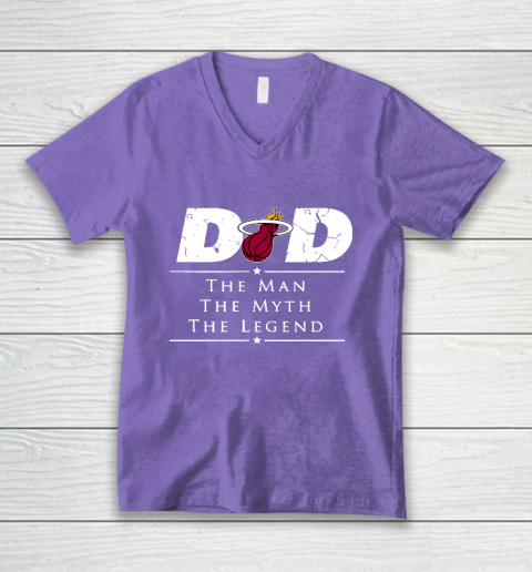 Miami Heat NBA Basketball Dad The Man The Myth The Legend V-Neck T-Shirt 8