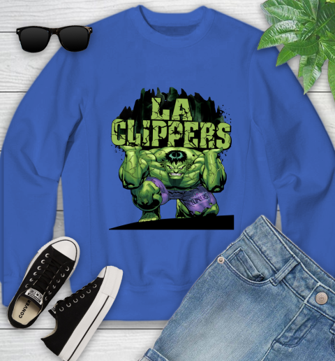 LA Clippers NBA Basketball Incredible Hulk Marvel Avengers Sports Youth Sweatshirt 8