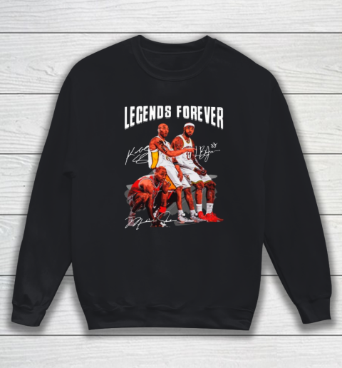 Kobe Bryant Lebron James And Michael Jordan Legends Forever Signatures Sweatshirt