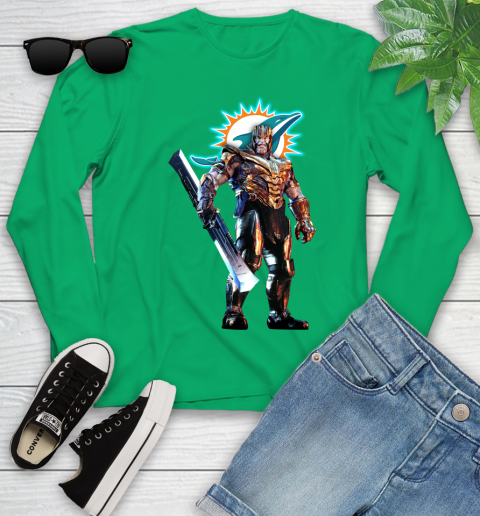 NFL Thanos Gauntlet Avengers Endgame Football Miami Dolphins Youth Long Sleeve 6