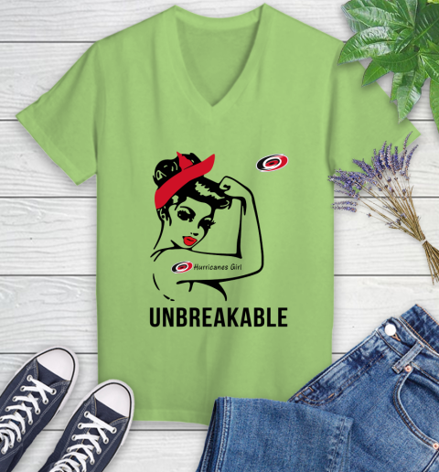 NHL Carolina Hurricanes Girl Unbreakable Hockey Sports Women's V-Neck T-Shirt 6