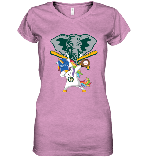 Hip Hop Dabbing Unicorn Flippin Love Oakland Athletics Women's V-Neck T-Shirt