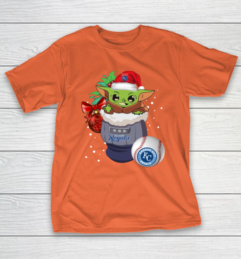 Kansas City Royals Christmas Baby Yoda Star Wars Funny Happy MLB T-Shirt 6
