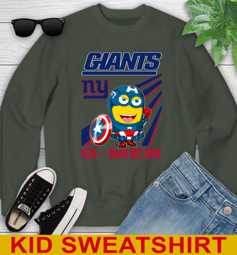 NFL Football New York Giants Captain America Marvel Avengers Minion Shirt Youth Sweatshirt 8