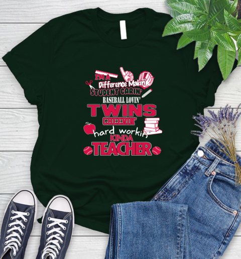 Minnesota Twins MLB I'm A Difference Making Student Caring Baseball Loving Kinda Teacher Women's T-Shirt 6