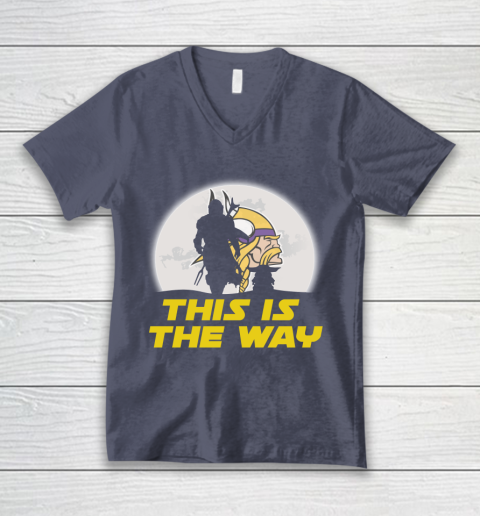 Minnesota Vikings NFL Football Star Wars Yoda And Mandalorian This Is The Way V-Neck T-Shirt 7
