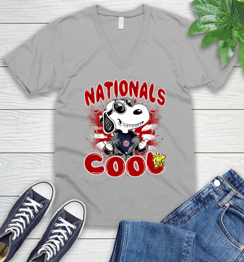 MLB Baseball Washington Nationals Cool Snoopy Shirt V-Neck T-Shirt 3