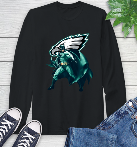 NFL Batman Football Sports Philadelphia Eagles Long Sleeve T-Shirt 2
