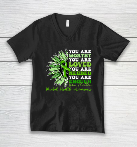Motivational Support Warrior Mental Health Awareness Gifts V-Neck T-Shirt