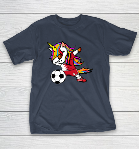 Dabbing Unicorn Bahrain Football Bahraini Flag Soccer T-Shirt 4