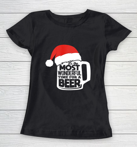 It s The Most Wonderful Time For A Beer Christmas Funny Xmas Women's T-Shirt