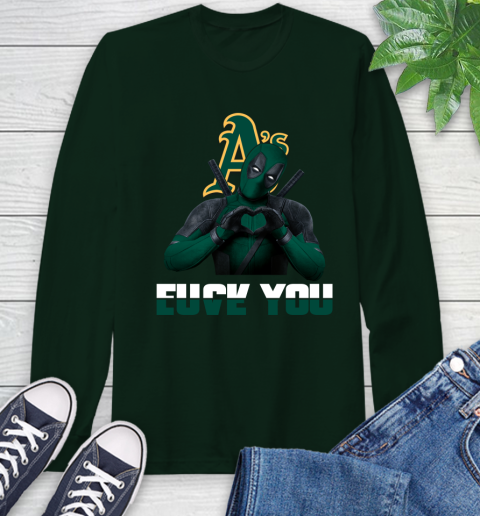 MLB Oakland Athletics Deadpool Love You Fuck You Baseball Sports Long Sleeve T-Shirt 7